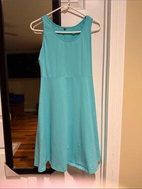 Sleeveless Aqua Tank Dress - Casual Summer Dress, no pockets, worn once